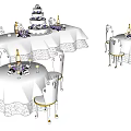Elegant Dining Table Set With Main Table Side Tables Cake And Ornate Chairs 3d model