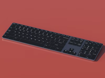 Modern Black Computer Keyboard With Sleek Design On Red Background Surface 3d model
