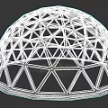 Garden Landscape With Geometric Dome Metal Frame Architectural Structure