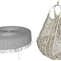 Stylish Woven Hanging Single Chair With Round Tassel Cushion Design