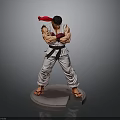 Martial Arts Man With Crossed Arms Red Headband Black Belt White Outfit On Gray Stand