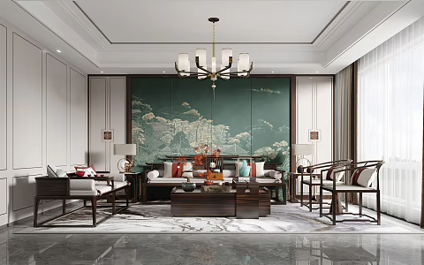 New Chinese Living Room Sofa 3d model