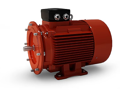 Red Industrial Electric Engine Featuring Control Knobs And Metal Casing Components 3d model