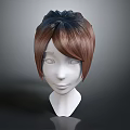 Game And Movie Character Short Hair Design With Brown Gradient Bangs And White Head Model
