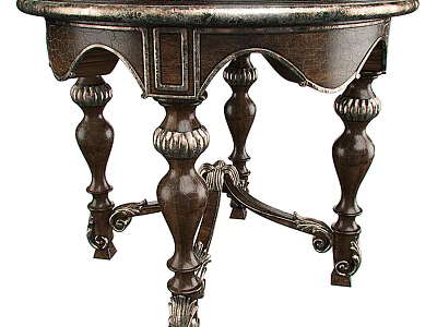 Classical Style Round Wooden Dining Table With Ornate Carved Legs And Decorative Details 3d model