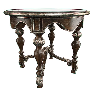 Classical Style Round Wooden Dining Table With Ornate Carved Legs And Decorative Details 3d model