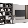 Modern minimalist TV cabinet open grid bookcase TV background wall 3d model