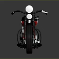 Classic Black And Red Motorcycle With Round Headlight Chrome Details And Retro Design