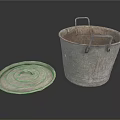 Durable Metal Bucket With Two Handles And Matching Lid For Daily Household Use