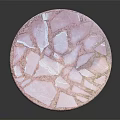 Round Furniture Table with Pink White Patterned Top and Ornate Metal Legs