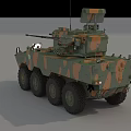 Military Armored Vehicle With Camouflage Pattern Six Wheel Drive And Turret Machine Gun