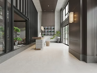 New Chinese Hall Hotel Club Front Desk Hall 3d model