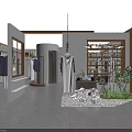 XMILA Clothing Store with Mannequins Display Plants Lighting And Shiny Floor