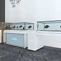Modern Retail Display Cabinets With Glass Doors Wood Frame And LOGO Panels