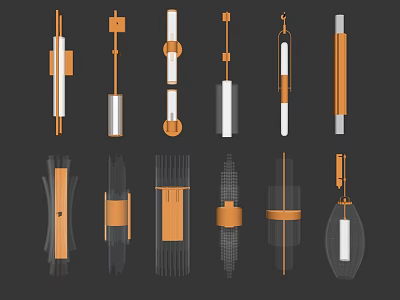 Modern Stylish Wall Lamps With Various Contemporary Designs And Glass Metal Accents 3d model
