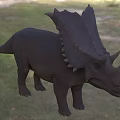 Dark Triceratops Dinosaur Model With Large Frill And Horns On Grass