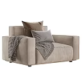 Single Seater Sofa Featuring Soft Fabric Checkered Blanket Cushion Pillows With Multiple Color Options 3d model