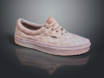 Stylish Vans Pink Checkerboard Canvas Shoes with Lace Up Design for Daily Wear 3d model