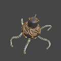 Game Movie Character With Brown Spiral Top Ear Blue Yellow Glowing Eyes And Silver Tentacles