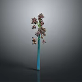 Elegant Purple Flowers Arranged In Blue Vase Against Gray Background