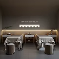 Relaxing SPA Sauna Interior With Two Massage Beds Stools Warm Lighting And Calming Theme 3d model