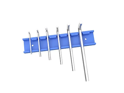Blue Metal Tool Holder With Multiple Drill Bits And Storage Slots 3d model