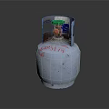 White LPG Cylinder With Red Numbered Label And Green Valve Handle