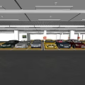 Modern Parking Lot with Various Colored Cars Parked in Organized Spaces