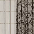 Light Colored Checkered Curtains And Dark Floral Patterned Drapes Design 3d model