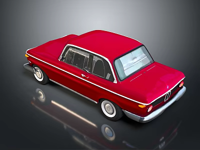 Red Vintage Sedan With Classic Body Design Shiny Wheels And Windows 3d model