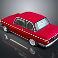 Red Vintage Sedan With Classic Body Design Shiny Wheels And Windows