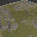 Rural Landscape 3D Model Featuring Green Grassland Mountains And Sandy Terrain