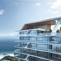 Modern High rise Residential Buildings With Waterfront And Lush Greenery