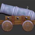 Vintage Cannon With Metal Barrel Wooden Carriage And Spoked Wheels