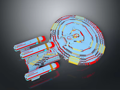 Orbital Space Station With Circular Structure And Red Blue Yellow Modules 3d model