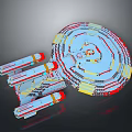 Orbital Space Station With Circular Structure And Red Blue Yellow Modules 3d model