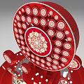 Red Circular Art Installation With Ornate Patterns And 2025 Numerals On Red Base 3d model