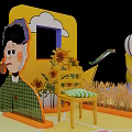 Colorful Indoor Children's Playground in Shopping Mall With Cartoon Characters And Vinci House