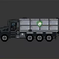White Gray Truck With Blue Lights On Top Front T Logo And Green Recycling Symbol