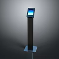 Modern Standing Touchscreen Kiosk With Black Body Square Base And Digital Screen 3d model
