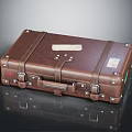 Vintage Brown Leather Suitcase With Metal Buckles Leather Straps And Vintage Labels