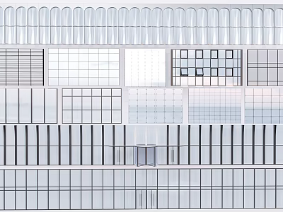 Different Glass Grille Window Designs With Various Line Patterns And Architectural Shapes 3d model