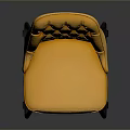 Stylish Yellow Tufted Bar Stool With Leather Upholstery And Black Metal Legs