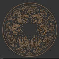 Circular Carving With Fish And Wave Patterns Traditional Decorative Artwork Design 3d model