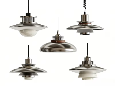 Modern Metallic Pendant Lights With Various Unique Hanging Designs And Styles 3d model