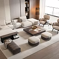 Modern Living Room Interior Design With Sofa Coffee Table Set Accent Chairs And Ottomans