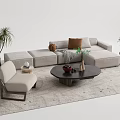 Quiet Sofa Tea Table Combination Sofa Coffee Table 3d model