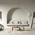 Quiet sofa tea table combination 3d model