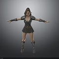 3D Fantasy Female Warrior Character With Armor And Open Arms Pose