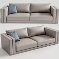 Comfortable Light Gray Two Seater Sofa with Blue Pillow Modern Design for Living Room 3d model